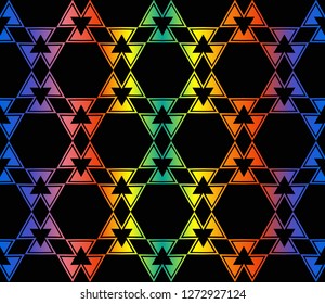 Trendy gradient geometric backdrop with hologram.Vector seamless pattern