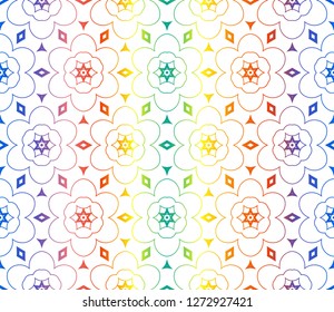 Trendy gradient geometric backdrop with hologram.Vector seamless pattern