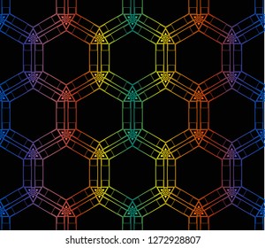 Trendy gradient geometric backdrop with hologram.Vector seamless pattern