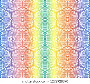 Trendy gradient geometric backdrop with hologram.Vector seamless pattern