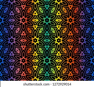 Trendy gradient geometric backdrop with hologram.Vector seamless pattern