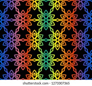 Trendy gradient geometric backdrop with hologram.Vector seamless pattern