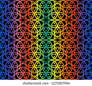 Trendy gradient geometric backdrop with hologram.Vector seamless pattern