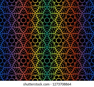 Trendy gradient geometric backdrop with hologram.Vector seamless pattern