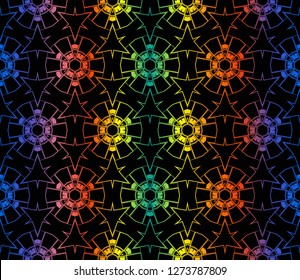 Trendy gradient geometric backdrop with hologram.Vector seamless pattern