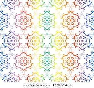 Trendy gradient geometric backdrop with hologram.Vector seamless pattern