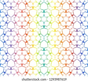 Trendy gradient geometric backdrop with hologram.Vector seamless pattern
