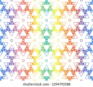 Trendy gradient geometric backdrop with hologram.Vector seamless pattern