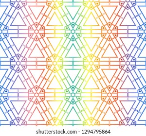 Trendy gradient geometric backdrop with hologram.Vector seamless pattern