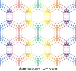 Trendy gradient geometric backdrop with hologram.Vector seamless pattern