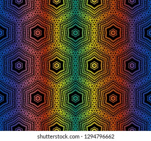 Trendy gradient geometric backdrop with hologram.Vector seamless pattern