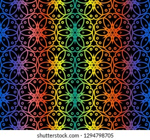 Trendy gradient geometric backdrop with hologram.Vector seamless pattern