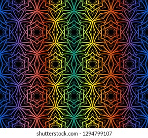 Trendy gradient geometric backdrop with hologram.Vector seamless pattern
