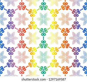 Trendy gradient geometric backdrop with hologram.Vector seamless pattern