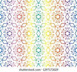 Trendy gradient geometric backdrop with hologram.Vector seamless pattern