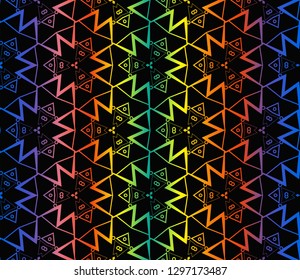 Trendy gradient geometric backdrop with hologram.Vector seamless pattern