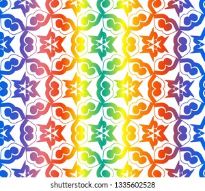 Trendy gradient geometric backdrop with hologram.Vector seamless pattern