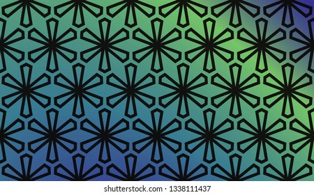 Trendy gradient geometric backdrop with hologram.Vector pattern