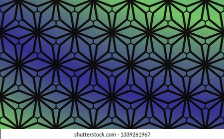 Trendy gradient geometric backdrop with hologram.Vector pattern