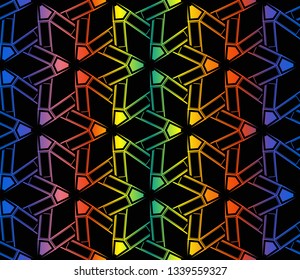 Trendy gradient geometric backdrop with hologram.Vector seamless pattern
