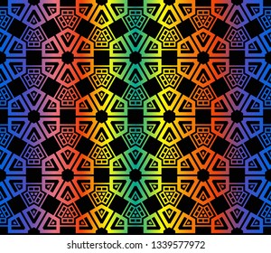 Trendy gradient geometric backdrop with hologram.Vector seamless pattern