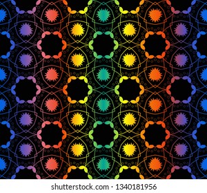 Trendy gradient geometric backdrop with hologram.Vector seamless pattern