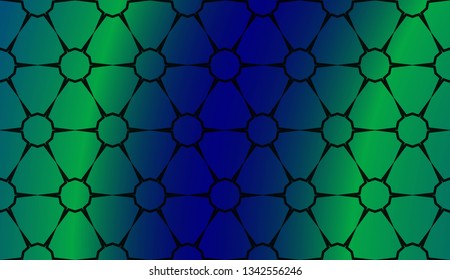 Trendy gradient geometric backdrop with hologram.Vector pattern