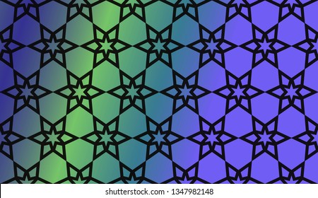Trendy gradient geometric backdrop with hologram.Vector pattern