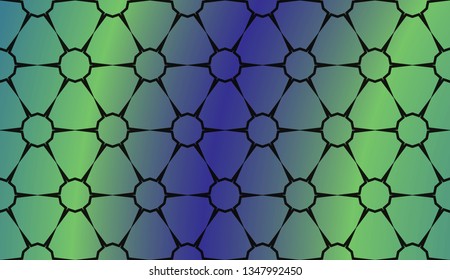 Trendy gradient geometric backdrop with hologram.Vector pattern