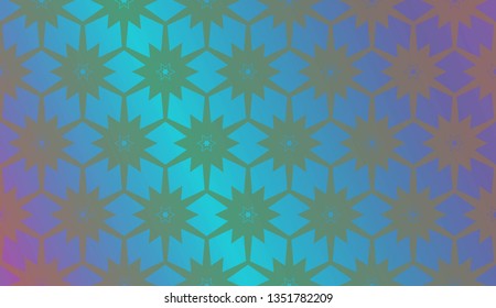 Trendy gradient geometric backdrop with hologram.Vector pattern