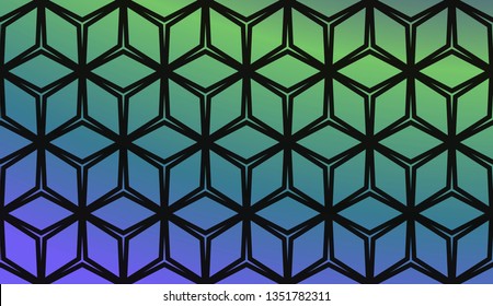 Trendy gradient geometric backdrop with hologram.Vector pattern