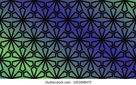 Trendy gradient geometric backdrop with hologram.Vector pattern