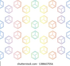 Trendy gradient geometric backdrop with hologram.Vector seamless pattern
