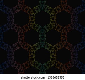 Trendy gradient geometric backdrop with hologram.Vector seamless pattern