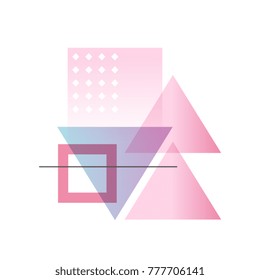 Trendy gradient geometric forms, colorful abstract objects, design for label, presentation, poster, banner or card, modern decoration shapes and figures vector Illustration
