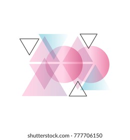 Trendy gradient geometric forms, colorful abstract design for label, presentation, poster, banner or card, modern decoration shapes and figures vector Illustration