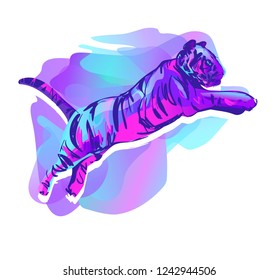 Trendy Gradient Shapes Composition. Eps10 Vector Illustration. Color tiger abstract vector bright illustration. Modern graphic elements. Liquid shapes. Violet Pink Forms.