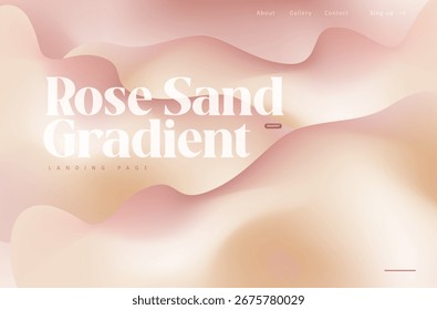 Fondo de onda fluida pastel suave degradado de moda, líquido abstracto colorido. Diseño del color de la arena de Rose para la página de aterrizaje, Anuncio, cartel, cubierta, volante, presentación, publicidad, Fondo de pantalla
