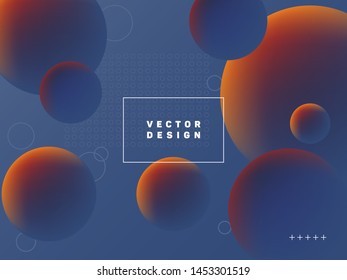 Trendy gradient spherical shapes geometric vector background. Colorful abstract banner graphic design with text frame. Spherical gradient motion elements modern poster layout. Geometric shapes banner.