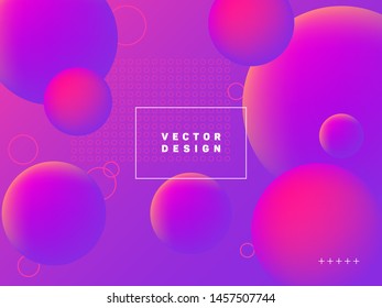Trendy gradient spherical shapes geometric vector background. Colorful abstract banner graphic design with text frame. Spherical gradient motion elements modern poster layout. Geometric shapes banner.