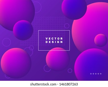 Trendy gradient spherical shapes geometric vector background. Colorful abstract banner graphic design with text frame. Spherical gradient motion elements modern poster layout. Geometric shapes banner.