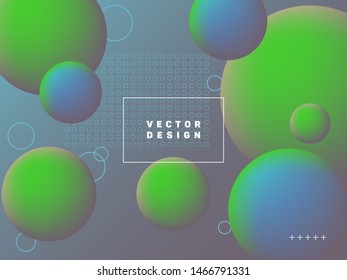 Trendy gradient spherical shapes geometric vector background. Colorful abstract banner graphic design with text frame. Spherical gradient motion elements modern poster layout. Geometric shapes banner.