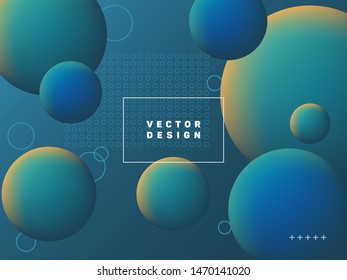 Trendy gradient spherical shapes geometric vector background. Colorful abstract banner graphic design with text frame. Spherical gradient motion elements modern poster layout. Geometric shapes banner.