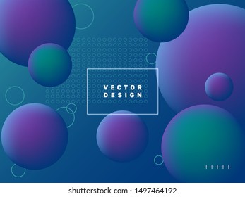 Trendy gradient spherical shapes geometric vector background. Colorful abstract banner graphic design with text frame. Spherical gradient motion elements modern poster layout. Geometric shapes banner.