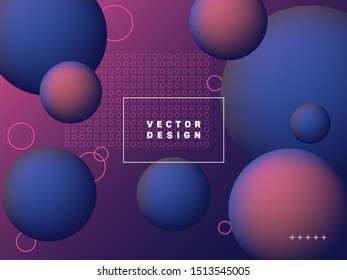 Trendy gradient spherical shapes geometric vector background. Colorful abstract banner graphic design with text frame. Spherical gradient motion elements modern poster layout. Geometric shapes banner.