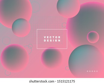 Trendy gradient spherical shapes geometric vector background. Colorful abstract banner graphic design with text frame. Spherical gradient motion elements modern poster layout. Geometric shapes banner.