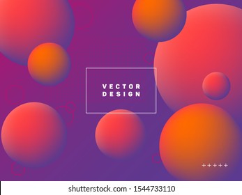 Trendy gradient spherical shapes geometric vector background. Colorful abstract banner graphic design with text frame. Spherical gradient motion elements modern poster layout. Geometric shapes banner.