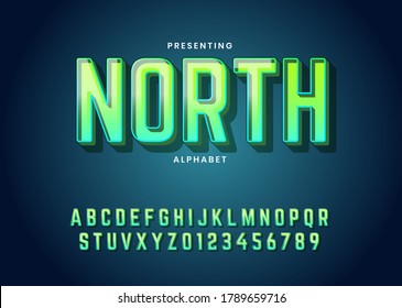 Trendy gradient style custom font typeface. Modern 3d text for logo, title, headline. Fancy and bold typeface