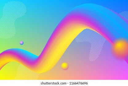 Diseño de fondo colorido de transición de degradado a la moda. Diseño de plantilla de pintura digital de onda 3d abstracta para el afiche de la fiesta musical. Forma de banda geométrica neón en colores de gradiente vibrante