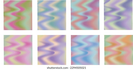 Trendy gradient warped aesthetic design, a set of different colors vibrant and muted!